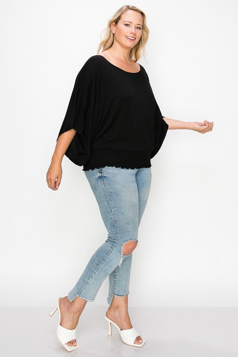 Solid Top Featuring Flattering Wide Sleeves