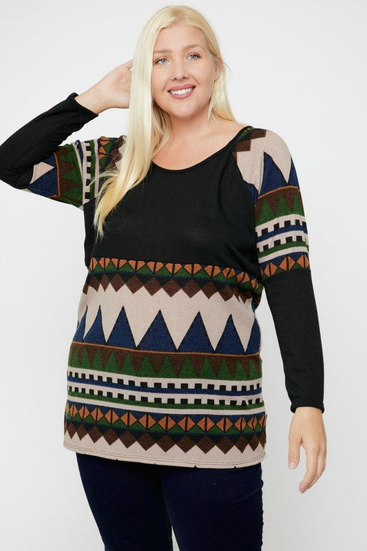 Geometric Print-contrast Tunic