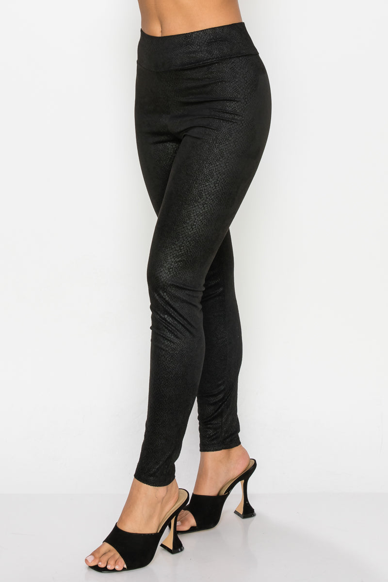 Embossed Snake Print Top And Leggings Set