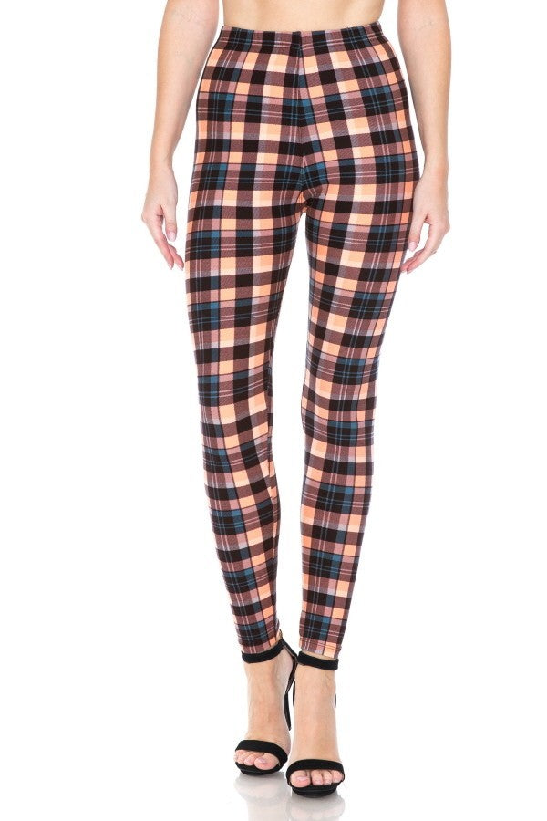 Multi Printed, High Waisted, Leggings With An Elasticized Waist Band