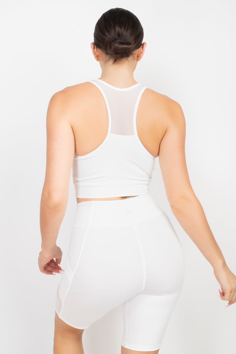 Racerback Mesh Top & Activewear Shorts Set