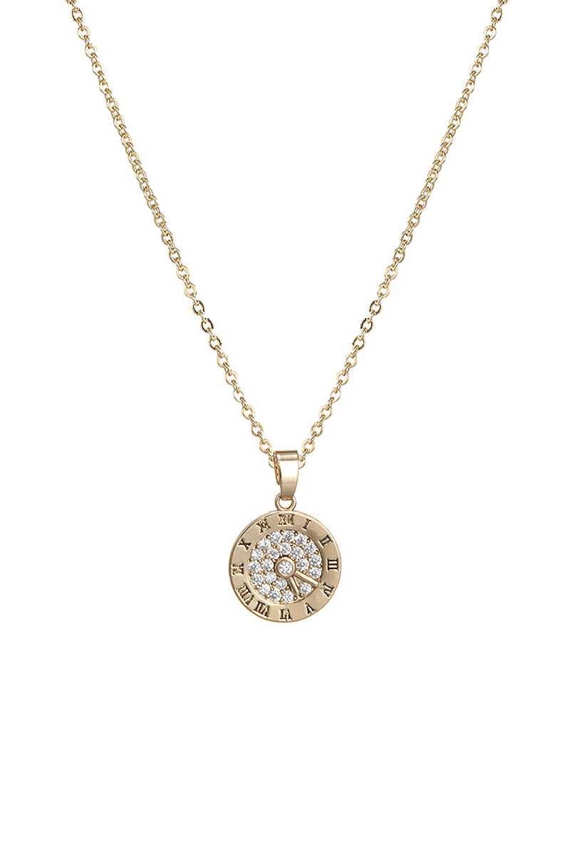 Crystal Clock Round Necklace