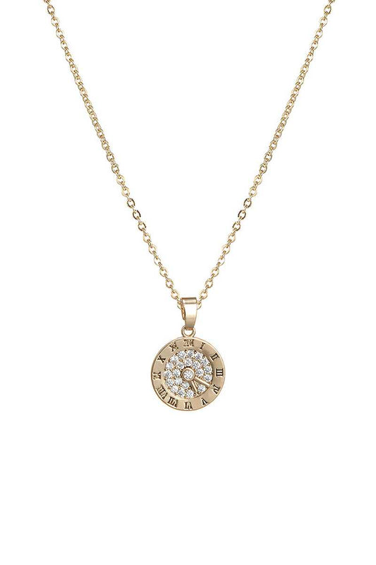 Crystal Clock Round Necklace