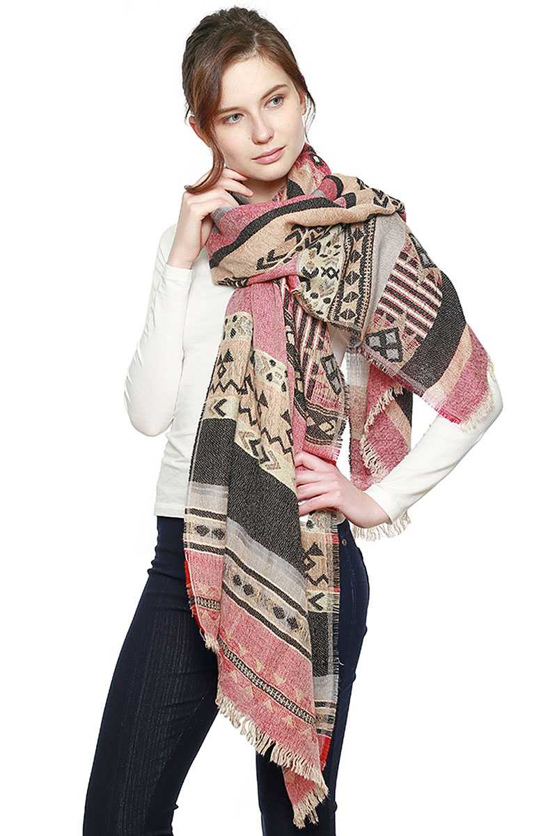 Aztec Pattern Bohemian Oblong Scarf