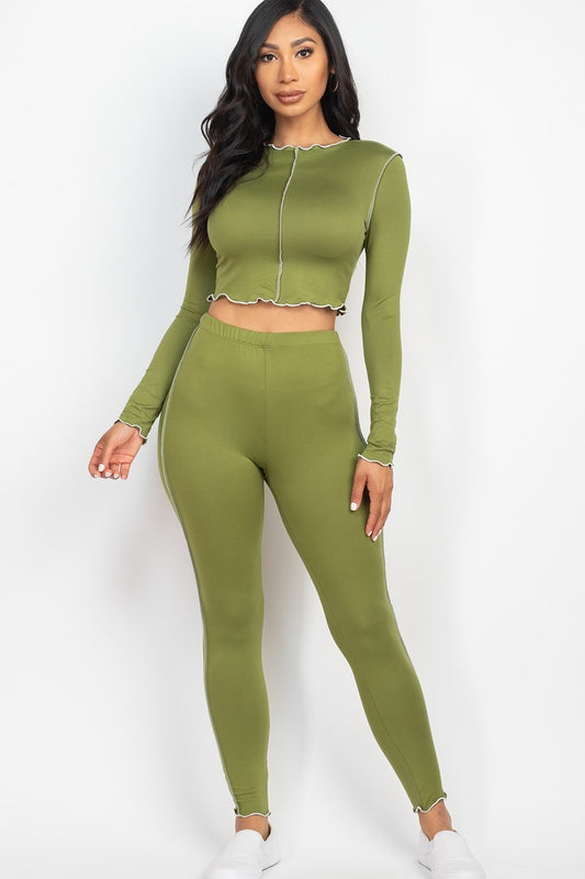 Lettuce Edge Crop Top & Leggings Set