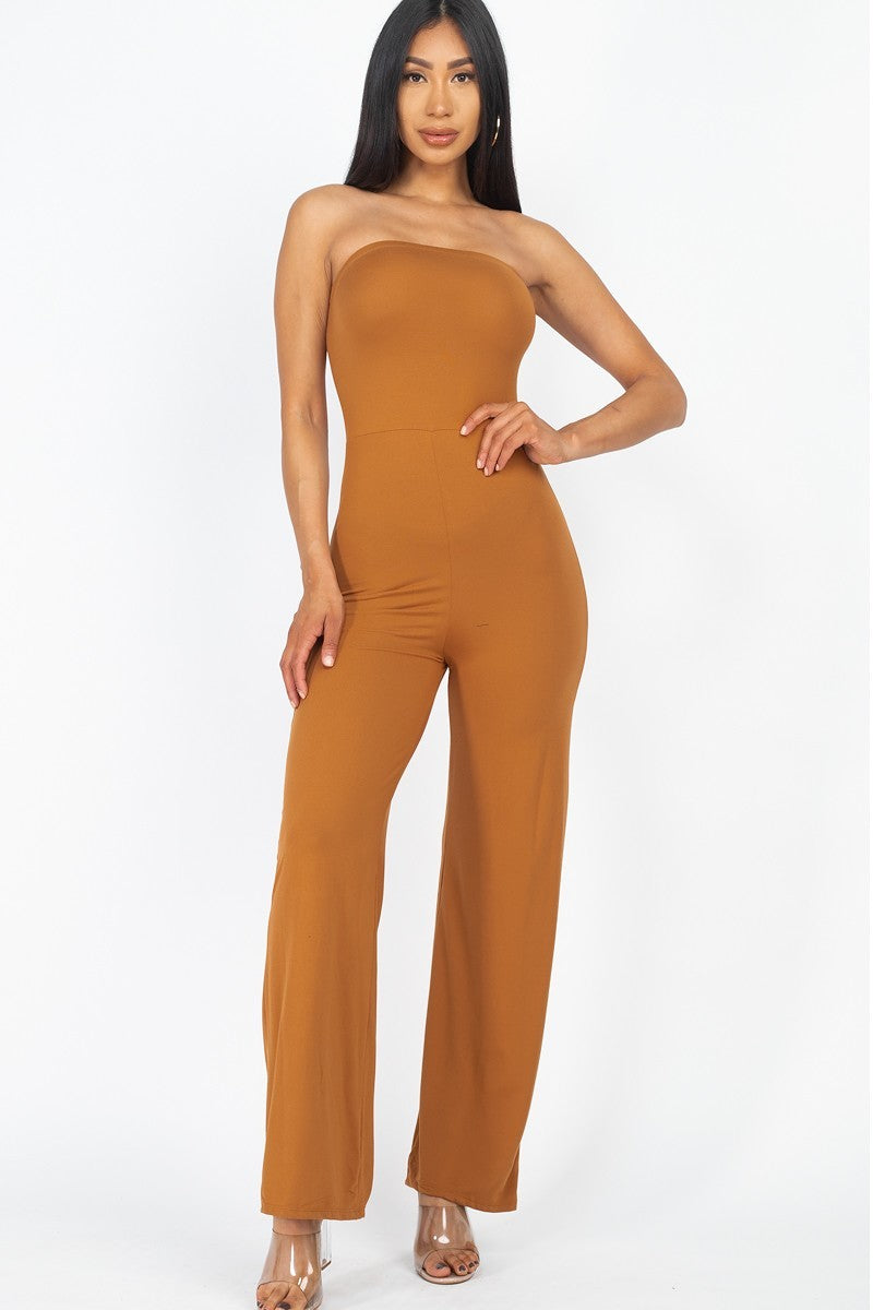 Solid Strapless Jumpsuit