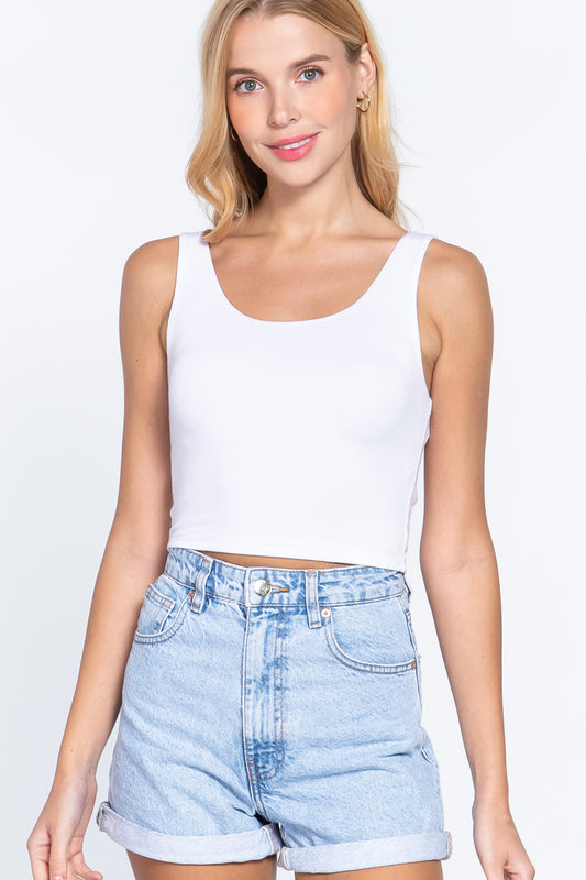 Scoop Neck 2 Ply Crop Tank Top