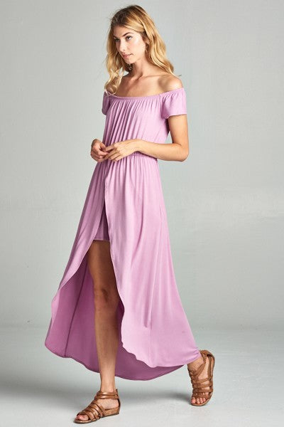 Off Shoulder Solid Jersey Romper Maxi