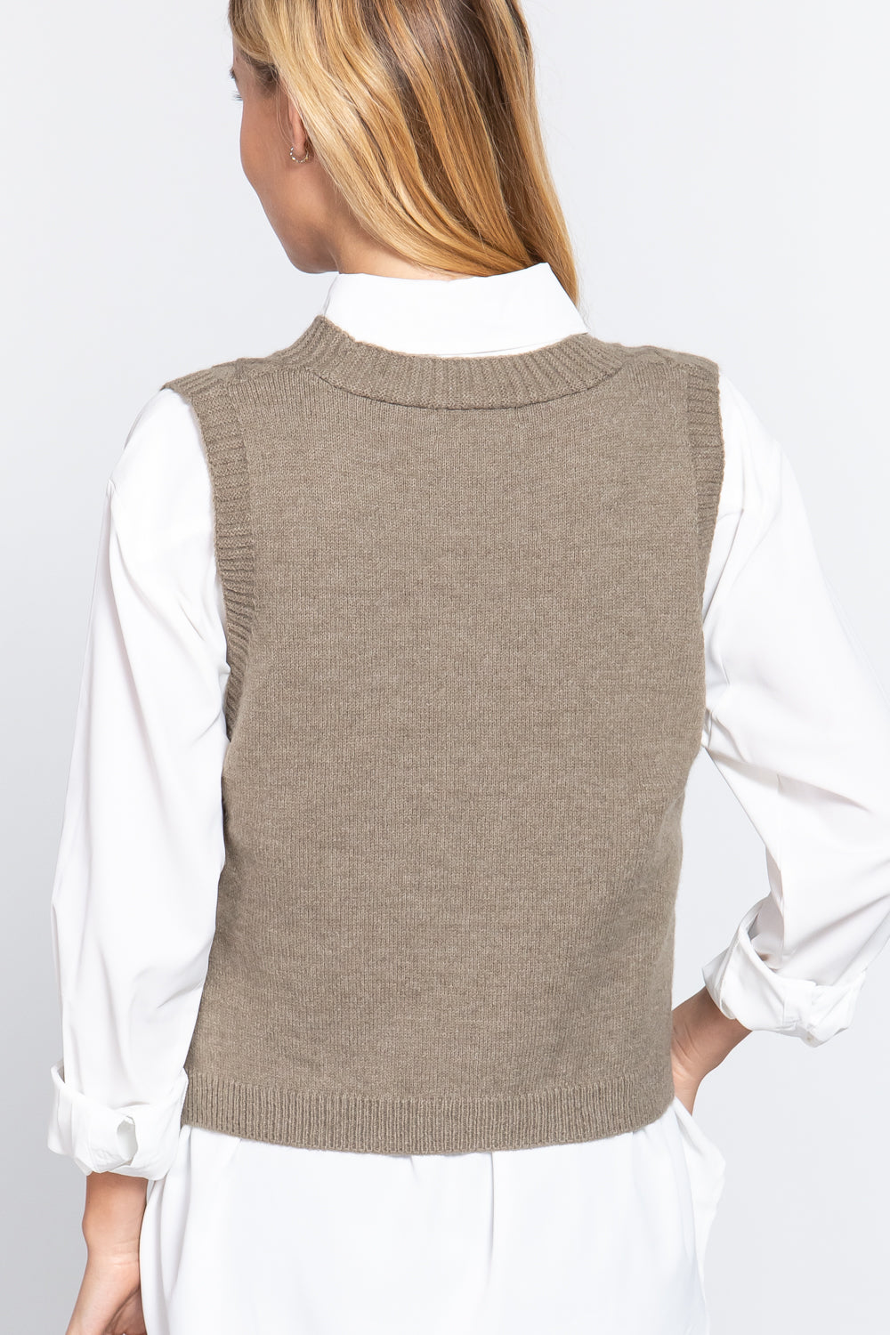 V-neck Cable Sweater Vest Cardigan