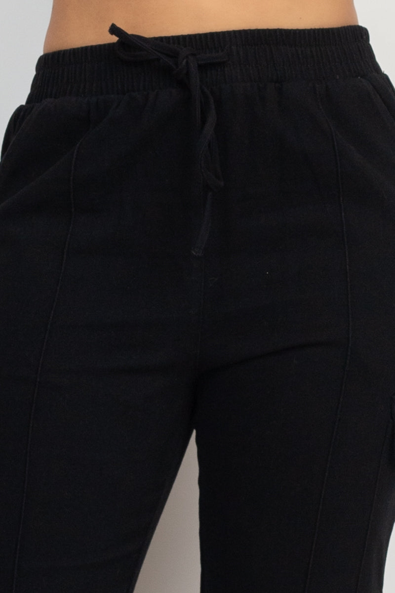 Solid High-rise Pocketed Jogger Pants