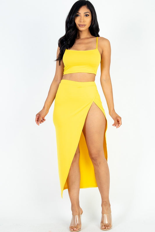 Crop Cami & Split Thigh Maxi Skirt Set