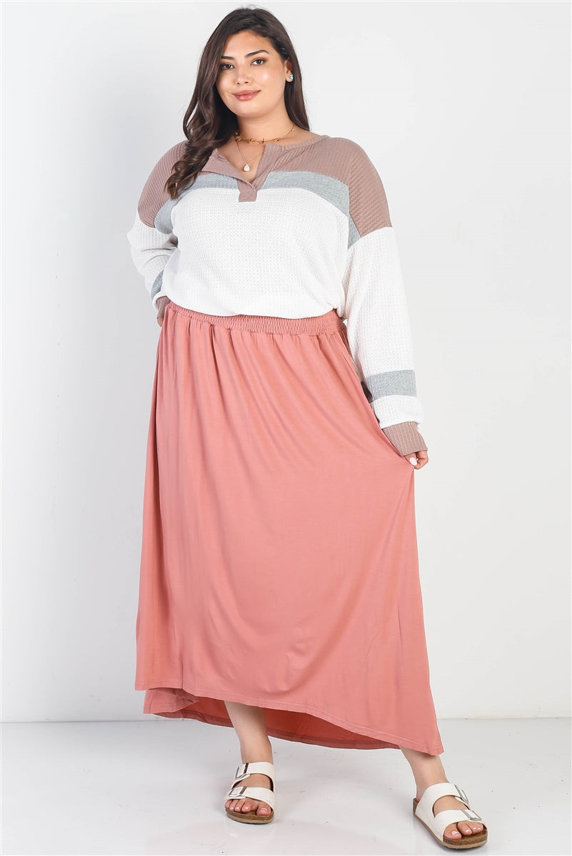 Plus Blush Smocked Waist Maxi Skirt