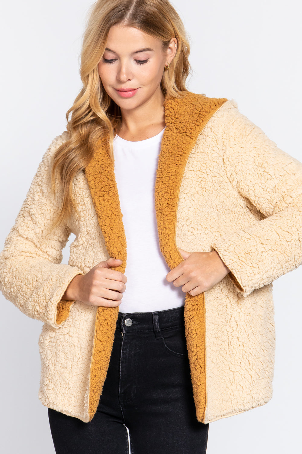 Hoodie Faux Fur Reversible Jacket