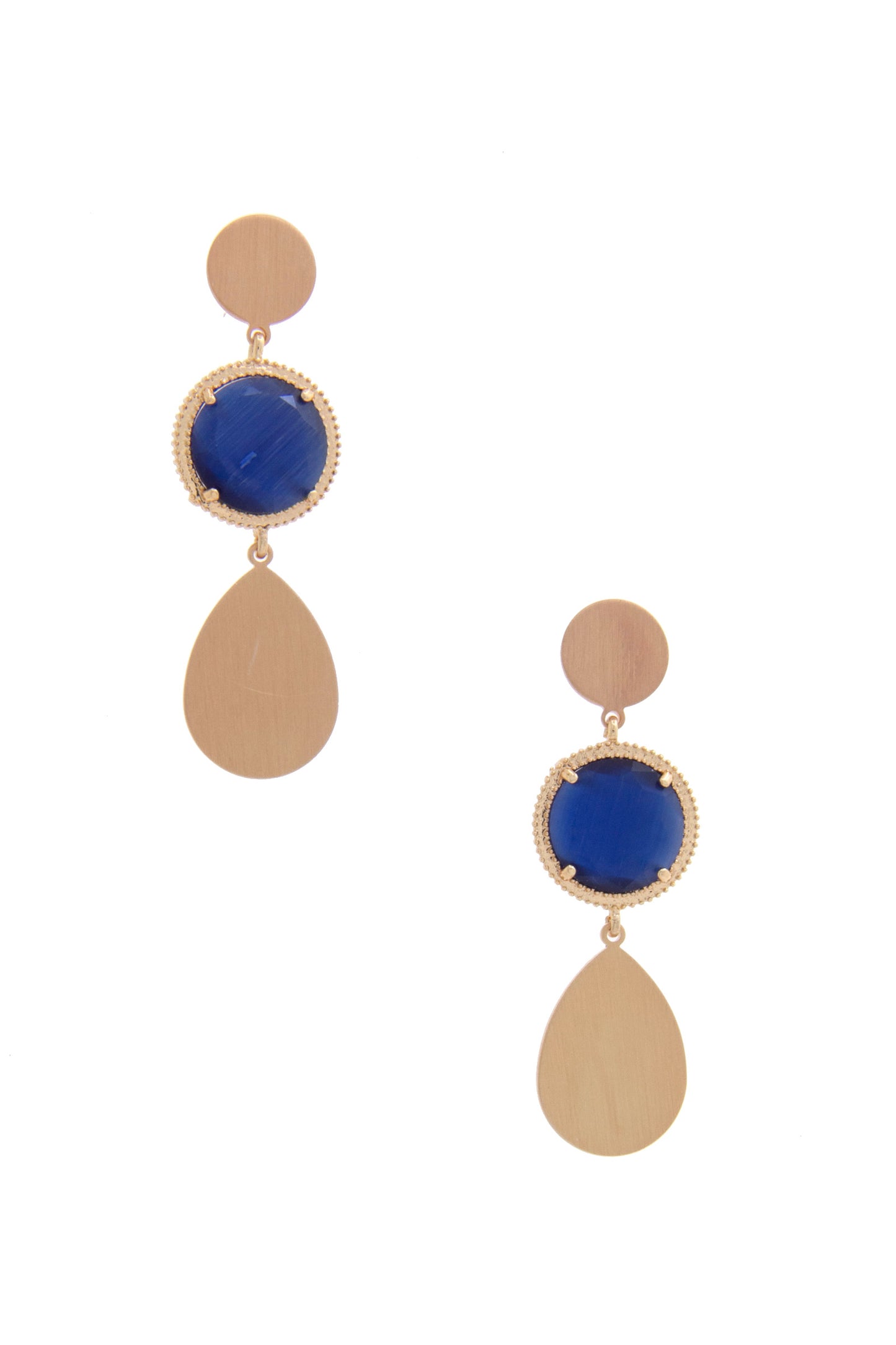 Round Gem Teardrop Dangle Earring