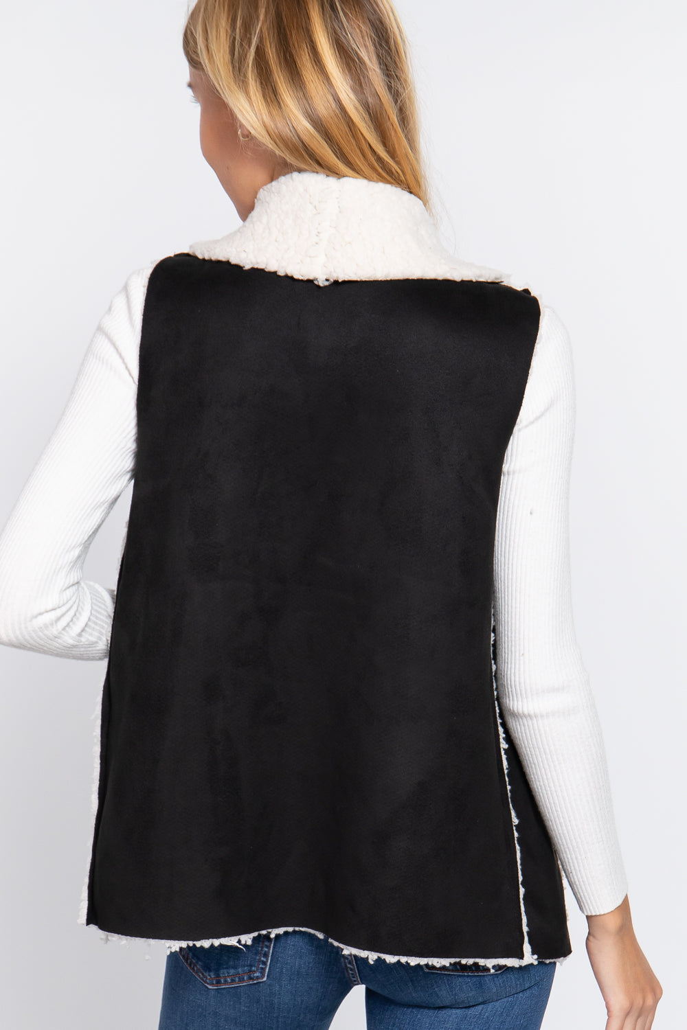 Shawl Faux Suede Fur Bonded Vest