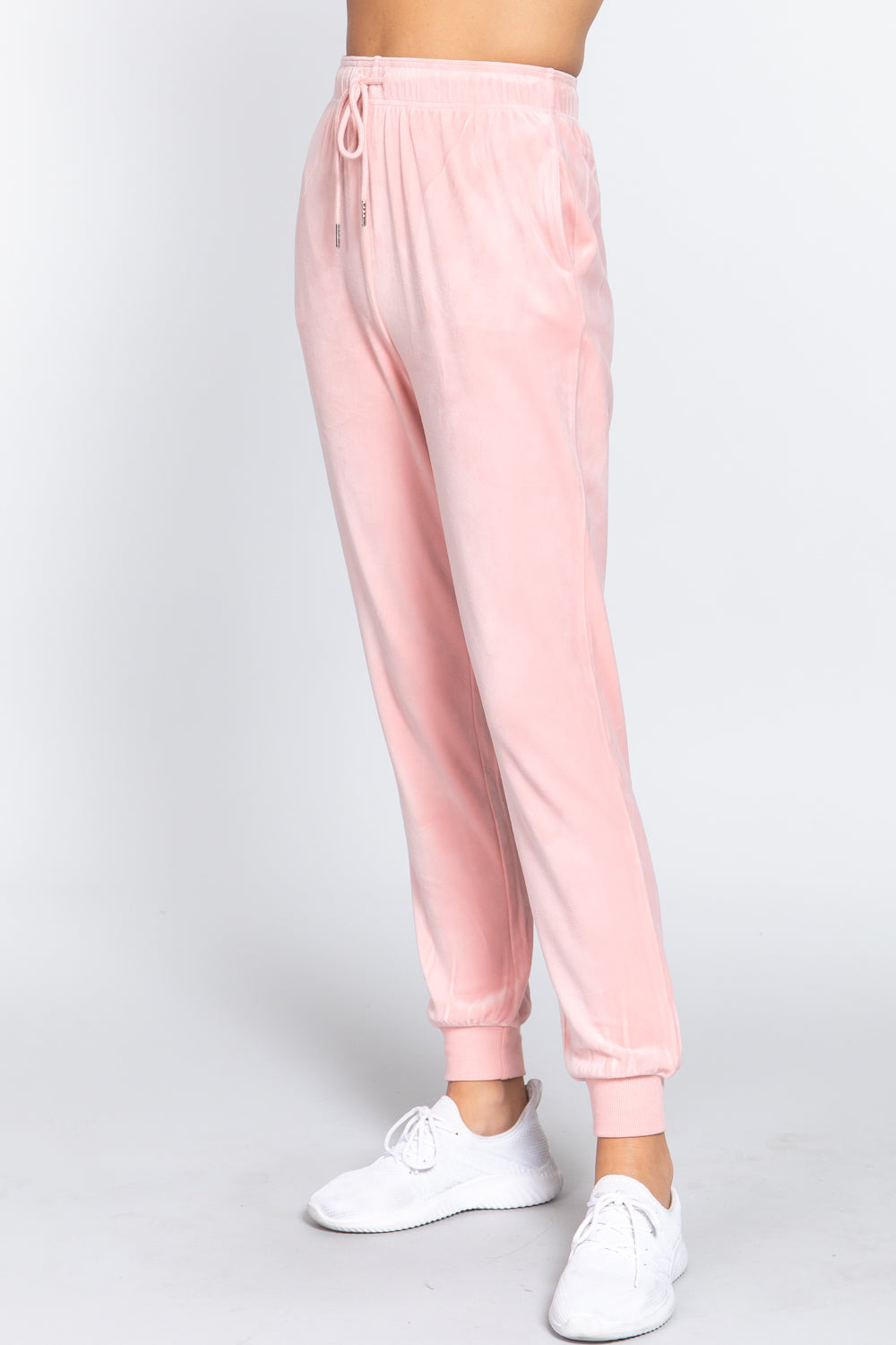 Waist Elastic Velour Long Jogger Pants