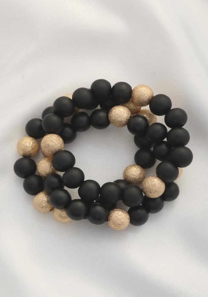 Metal Wood Bead Bracelet