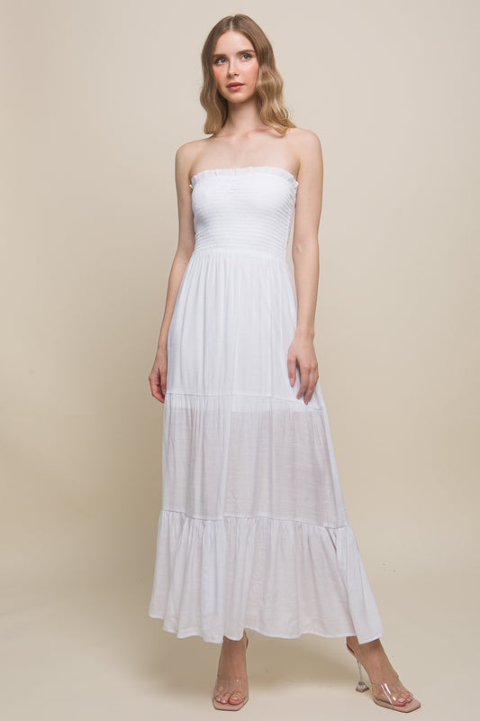 Strapless Maxi Dress White | Best Women White Maxi Dress | Modern Women Dress www.chishtismart.com