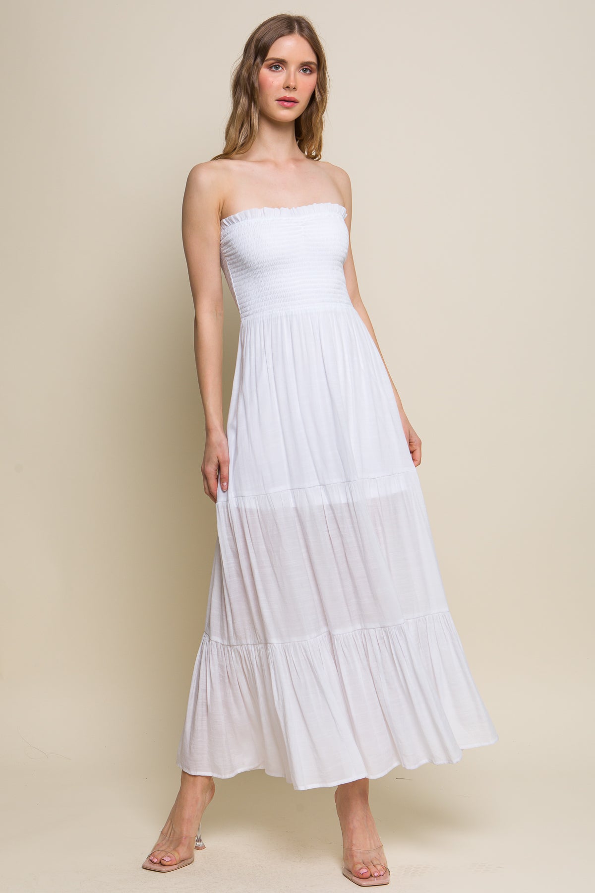 Strapless Maxi Dress White | Best Women White Maxi Dress | Modern Women Dress www.chishtismart.com