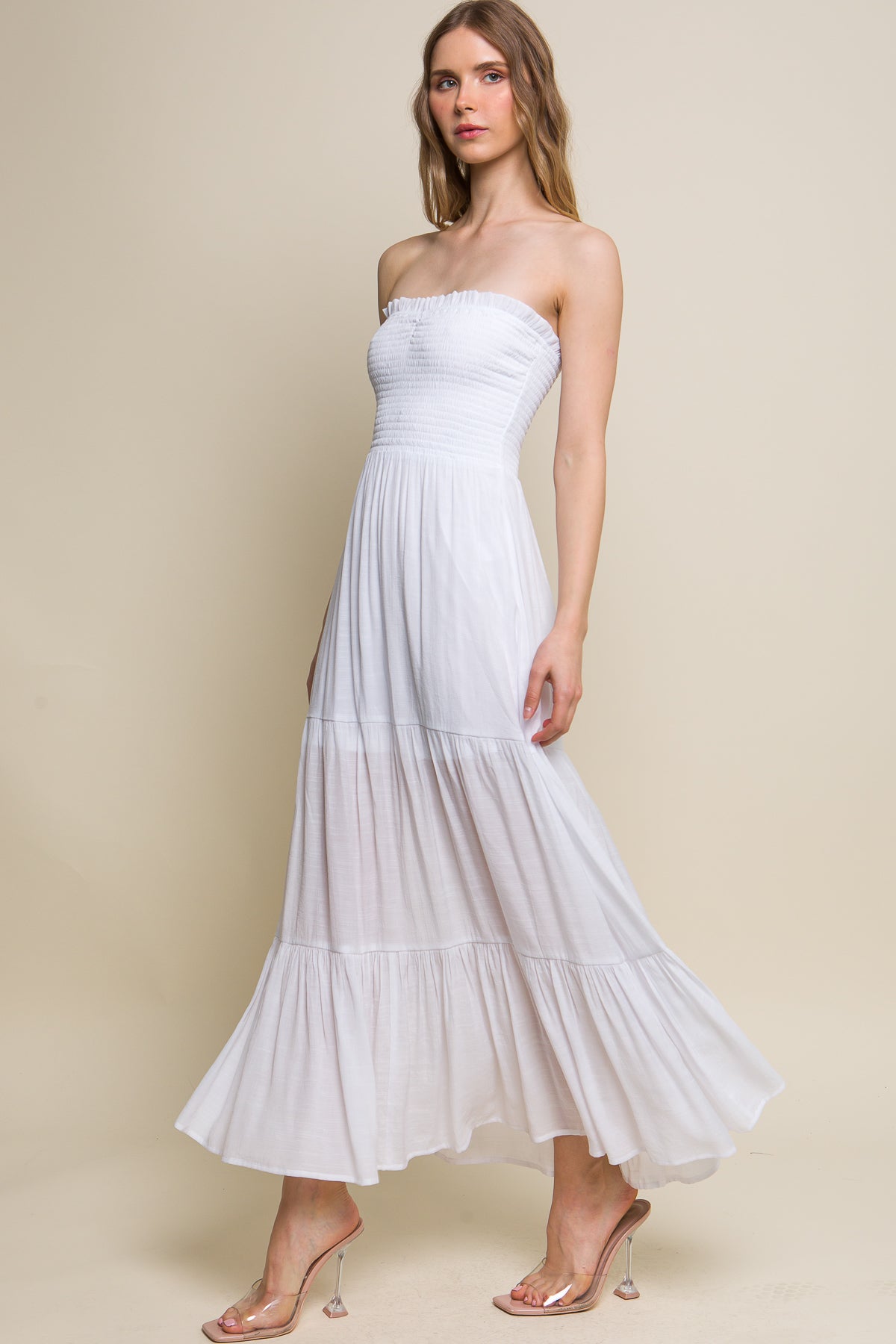 Strapless Maxi Dress White | Best Women White Maxi Dress | Modern Women Dress www.chishtismart.com