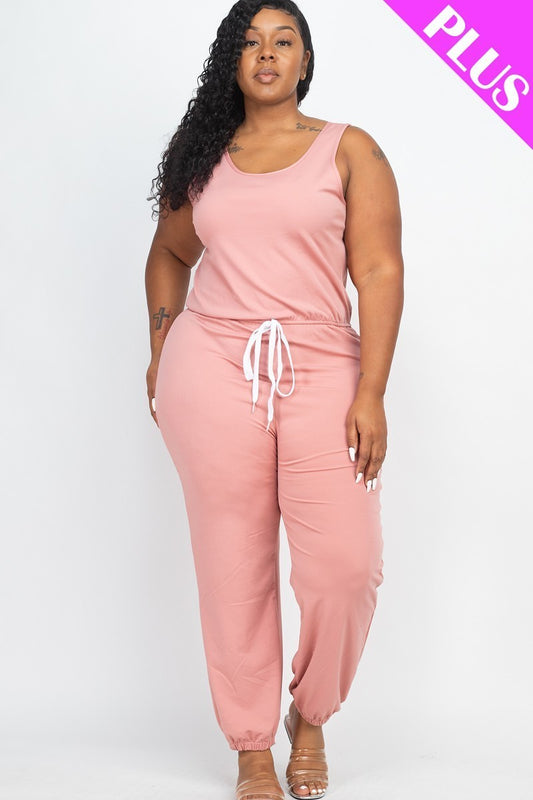 Plus Elasticized Waist Jogger Jumpsuit