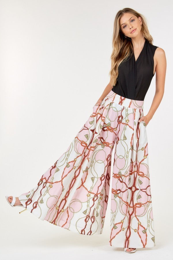 High Waist Wide Leg Printed Palazzo Pants