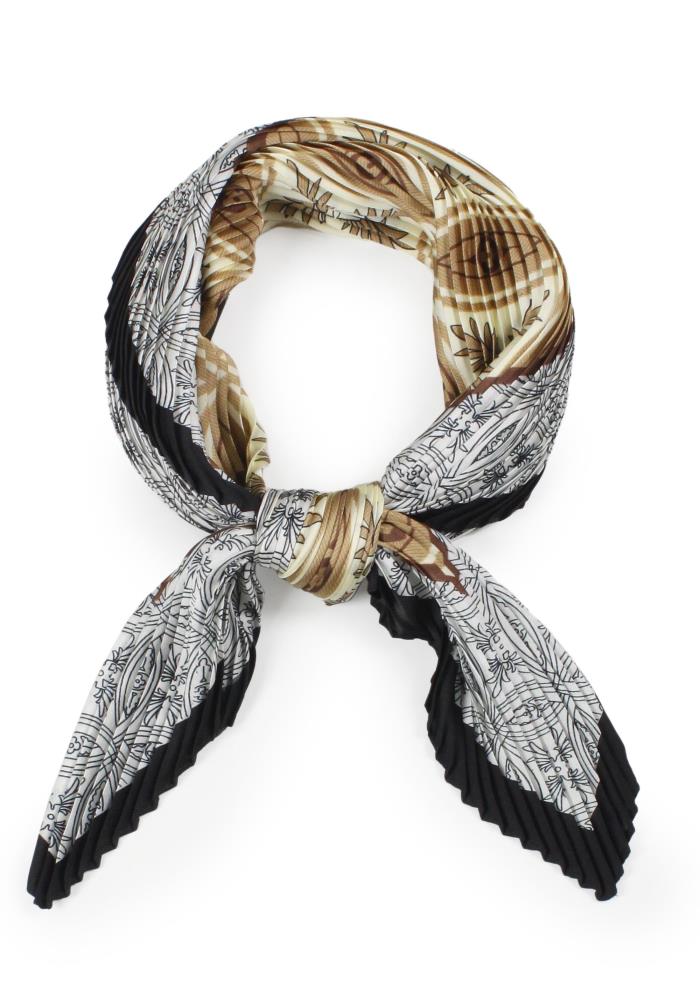 Circle Link Pleated Satin Scarf