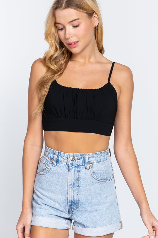 Back Ribbon Tie Cami Crop Top