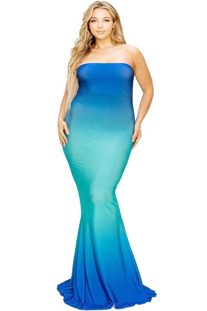 Plus hot summer gradient tube maxi dress