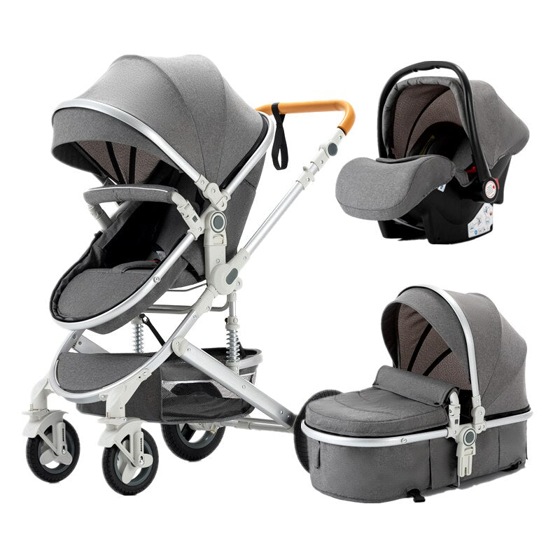 3 in 1 Baby Stroller with Car Seat Luxurious Environmentally Materials Four-wheel Shock Absorption Freeshipping 7-day Delivery