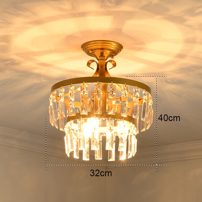 Modern Gold Crystal Small Round Ceiling Chandelier For Corridor Aisle Balcony Bedroom Living Room Led Home Indoor Light Fixtures