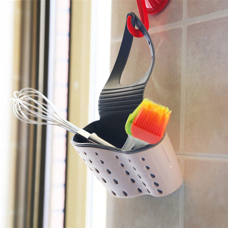 Simple Drain Rack Bathroom Sink Adjustable Basket Kitchen Silicone Soap Rack Drain Sponge Faucet Kitchen Tool Accessories