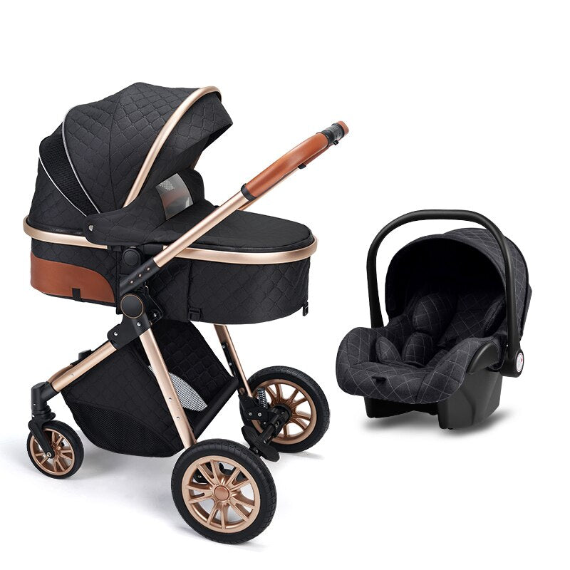 Luxury Multifunctional Baby Stroller 3 in 1 High Landscape Baby Pram Adjustable Baby Bassinet Infant Carseat Free Shipping