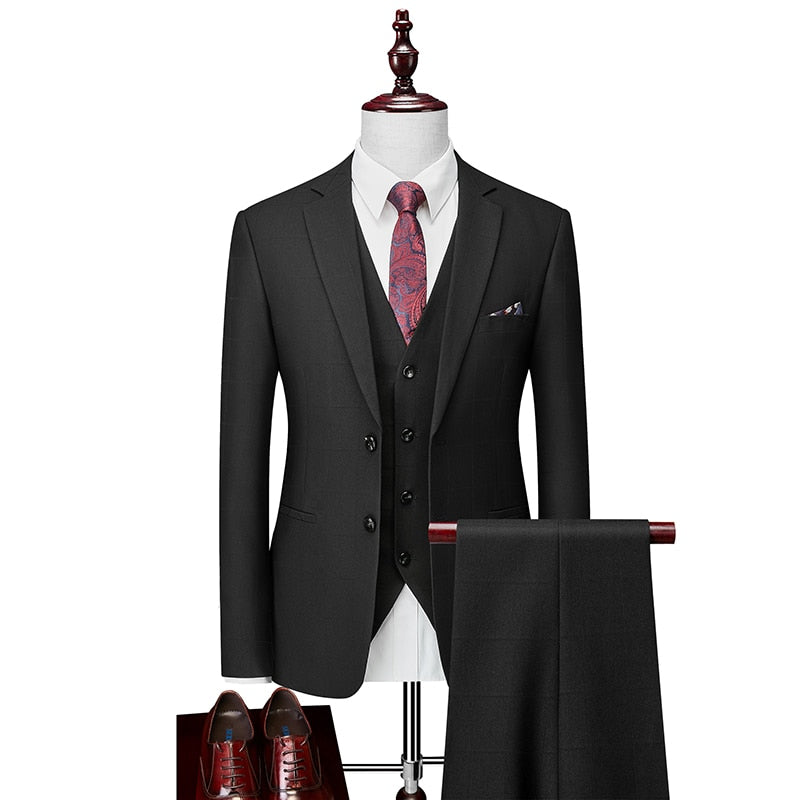 TIAN QIONG Plaid Suits Men 2020 New Style Designer Suits Slim Fit Wedding Suits for Men 3 Pieces Suit (Jacket+Pants+Vest)