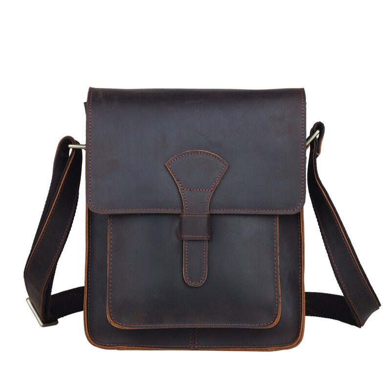brand genuine leather shoulder bag men vintage messenger crossbody bags crazy horse leather durable versatile satchels bolsa