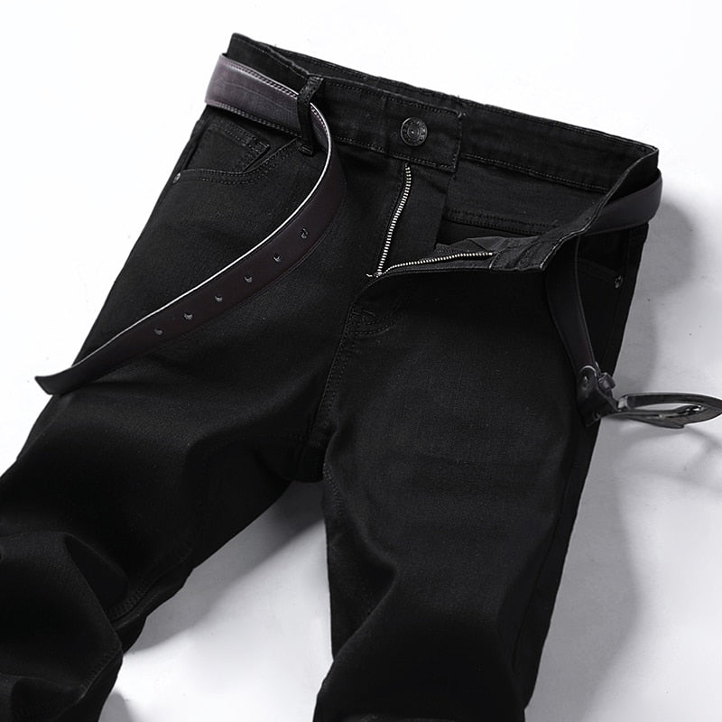 Classic Advanced Stretch Black Jeans 2020 New Style Business Fashion Denim Slim Fit Jean Trousers Male Brand Pants