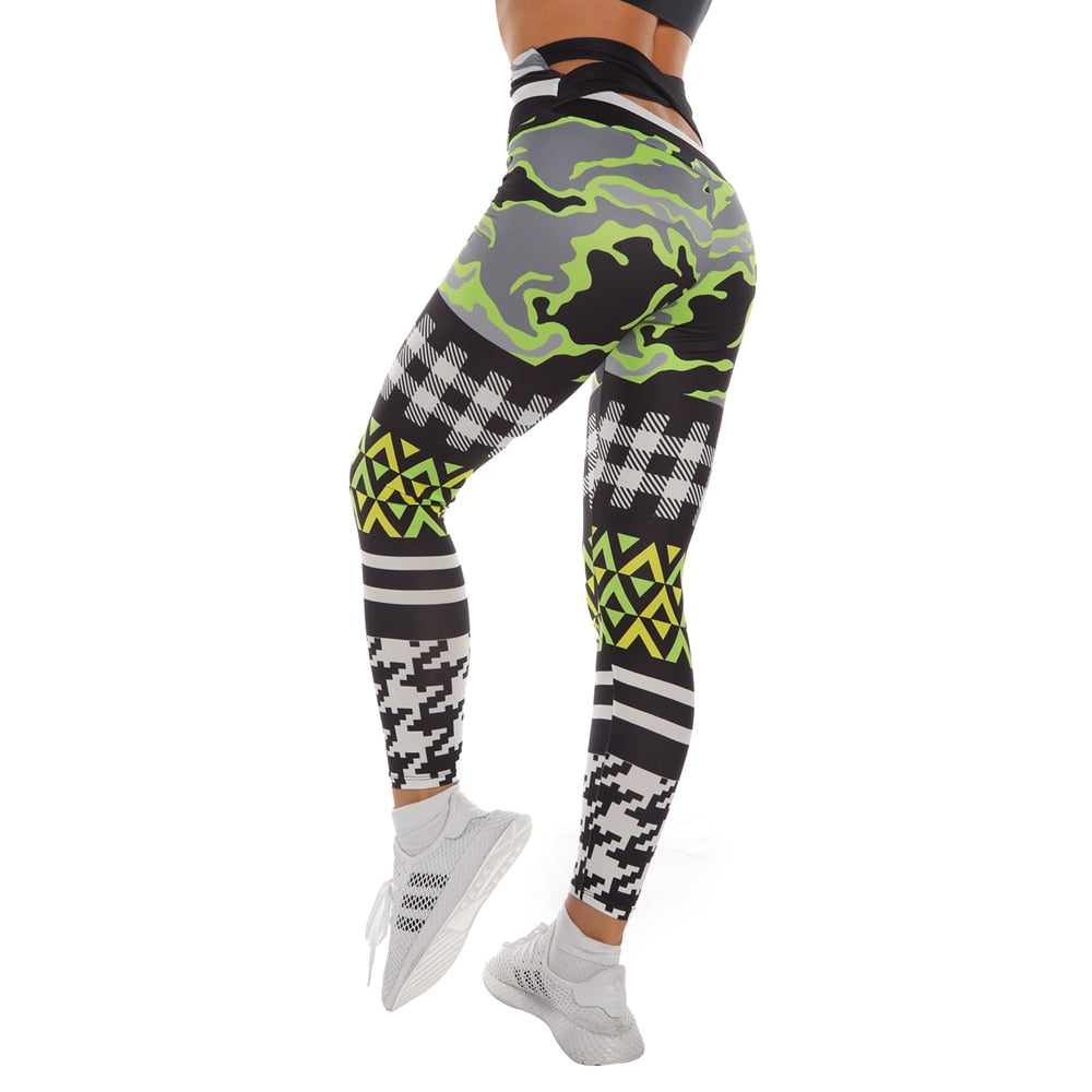 Zohra Woman Pants Workout Legging Contrast Stitching Printing Fitness Leggins High Waist Slim Legins Gym Bandage Leggings