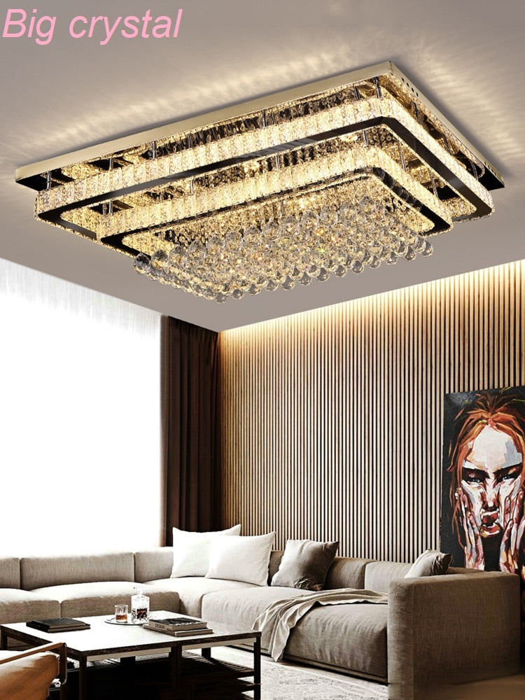 Luxury silver ceiling lamp living room modern crystal ceiling lights bedroom led Ceiling Lamps dining crystal Fixtures kitchen