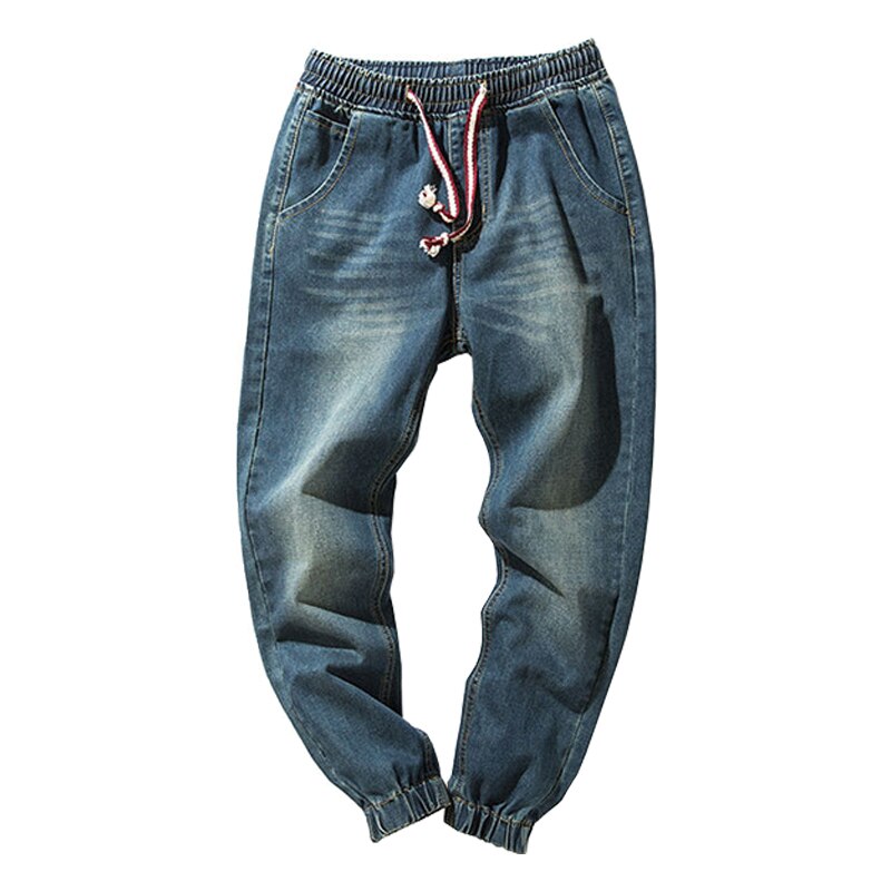 2019 Streetwear Denim Stretch Elastic Waist Jeans Men Blue Cargo Harem Jeans Male Plus Size 5XL Joggers Korean Full Length Pants