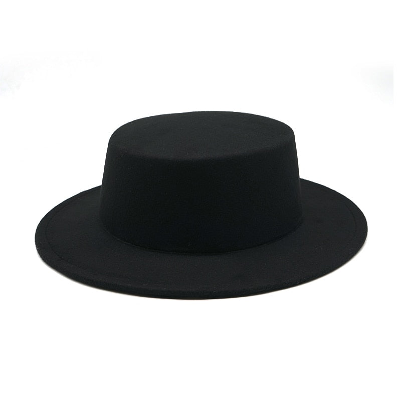 New Fashion 8CM Big side adult Vintage Wide Brim Felt Bowler Hats Floppy Cloche Fedora Cap Hat Band Bowler Elegant female hat