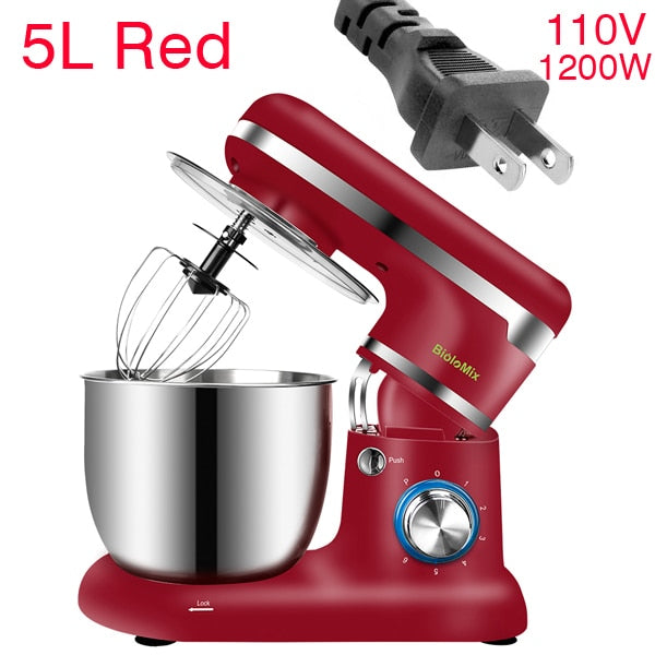 BioloMix Stand Mixer Stainless Steel Bowl 6-speed Kitchen Food Blender Cream Egg Whisk Cake Dough Kneader Bread Maker