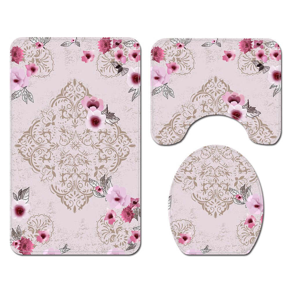 Bathroom Carpet Rug Bath Mat and Shower Curtain Set Bathroom Toilet Rug Bath Mats Home Decor Shower Floor Foot Rug Bathroom Mats