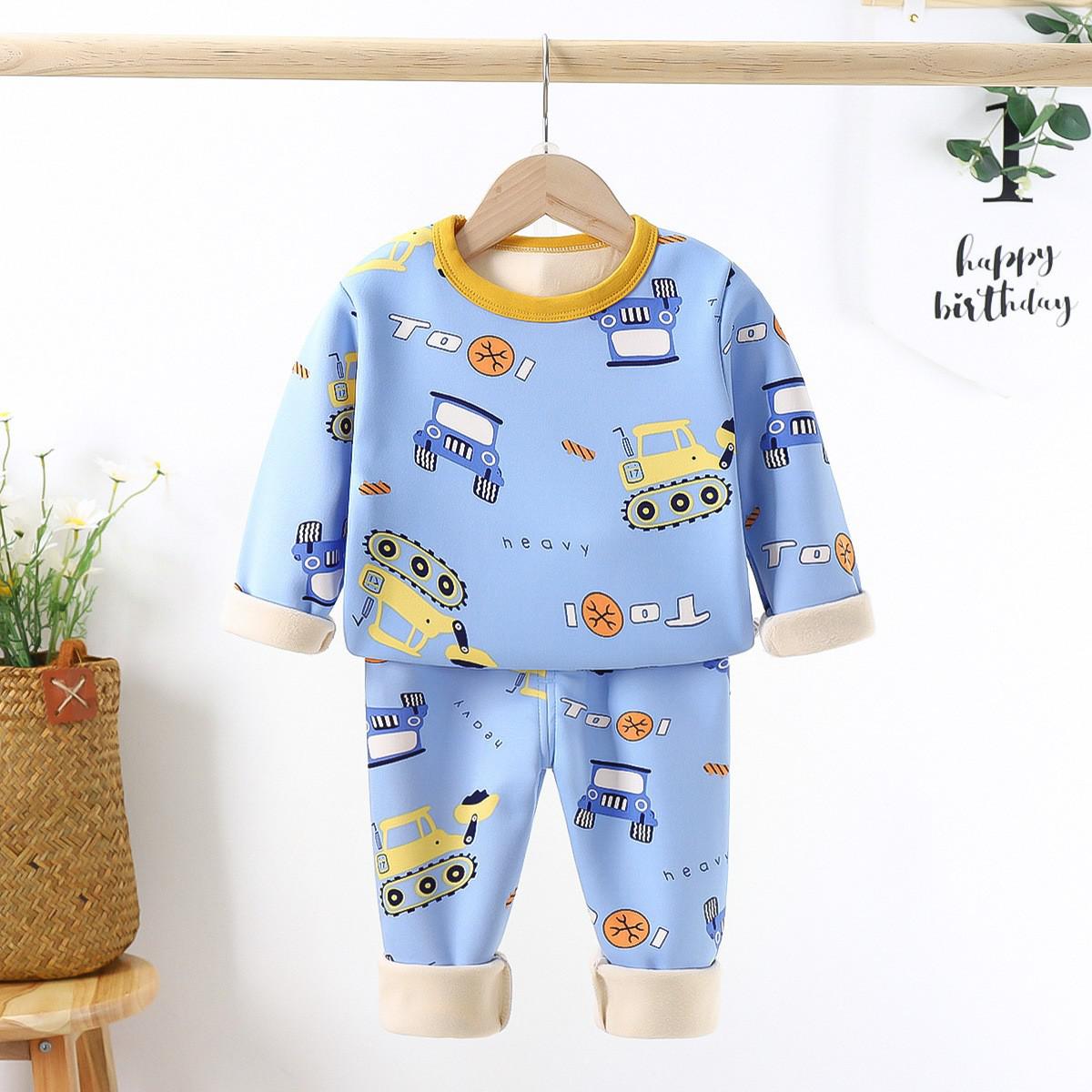 Children Pyjamas Winter Kids Clothing Sets Warm Fleece Pajamas For Boys Thicken Dinosaur Girls Sleepwear Baby Thermal Underwear