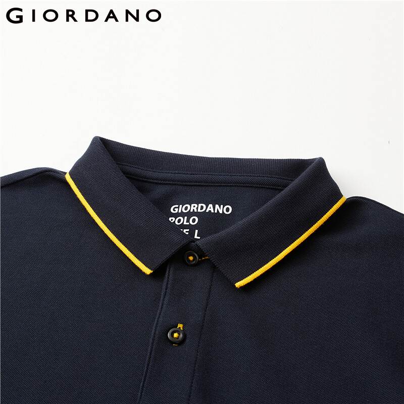 Giordano Men Polos Tipping Short Sleeve Polo Shirt Mesh Structure Ribbed Flat Collar Contrast Cauasual Polo 01011425