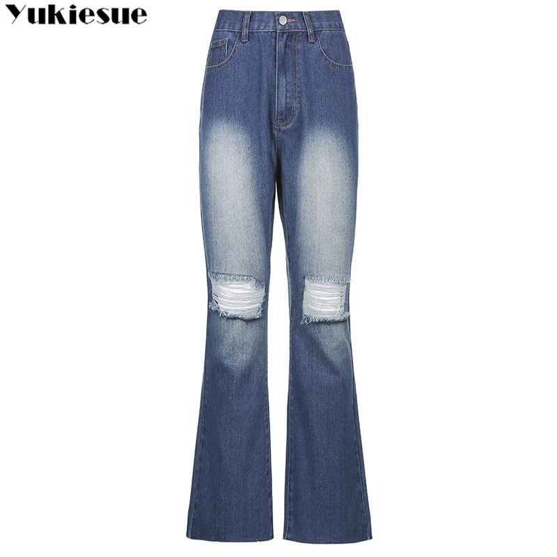 flare Pants Female Women&#39;s Jeans clothes Boyfriend Jeans Women Jeans Pants High Waist Mom Ripped Jeans 2021 Stright Trousers