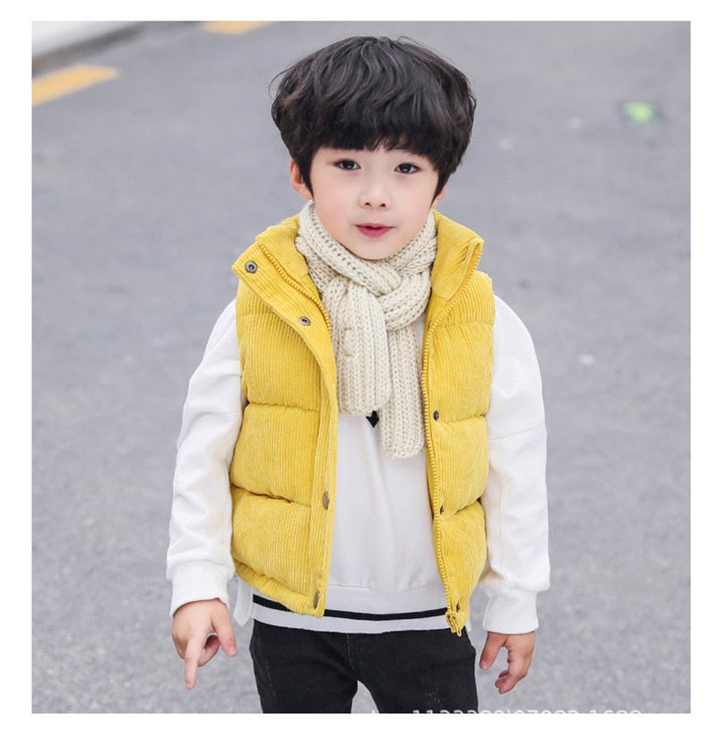 2021 Autumn Children Warm Thicken Vest Baby Cotton Waistcoat Kids Outerwear Coat Children Clothing Boys Girls Brand Jackets Vest