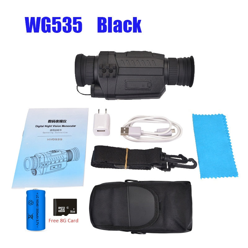 WG535 Digital Night Vision Monoculars 200m full dark DVR NIght Vision Scope 5X Optical Magnification Photo Video Hunting Cameras