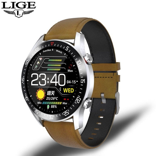 LIGE New 2021 Smart Watch Men Heart Rate Blood Pressure Information Reminder Sport Waterproof Smart Watch for Android IOS Phone
