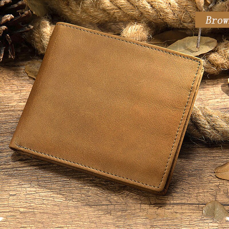 New Soft Leather Wallet Ultra Thin Men&#39;s Genuine Leather Wallets Man Small Card Holder Wallets Vintage Short Purse for Male