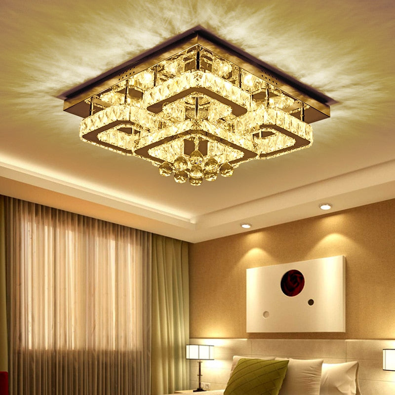 Modern crystal ceiling lights living room luxury silver ceiling light bedroom led Ceiling Lamps dining crystal Fixtures kitchen